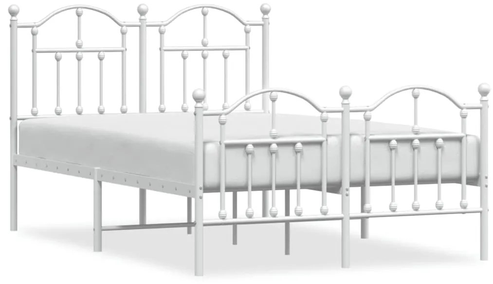 353504 vidaXL Метална рамка за легло с горна и долна табла, бяла, 120x200 см