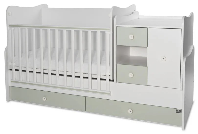 LORELLI Classic Трансформиращо се легло-люлка 190/72 см. MINI MAX БЯЛО/MILKY GREEN