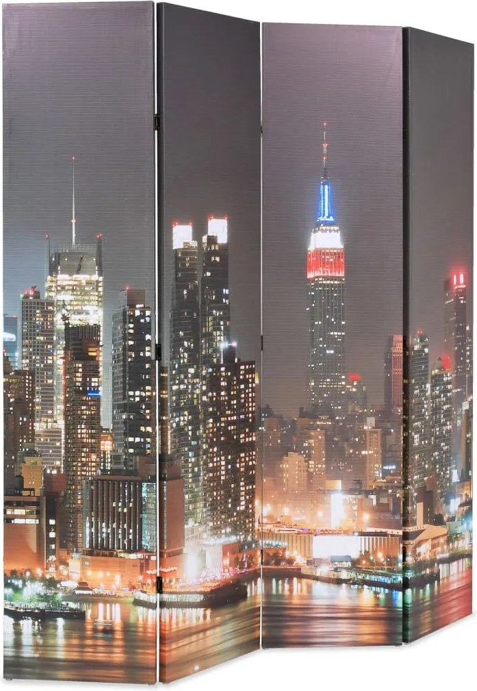 245862 vidaXL Сгъваем параван за стая, 160x170 см, нощен Ню Йорк