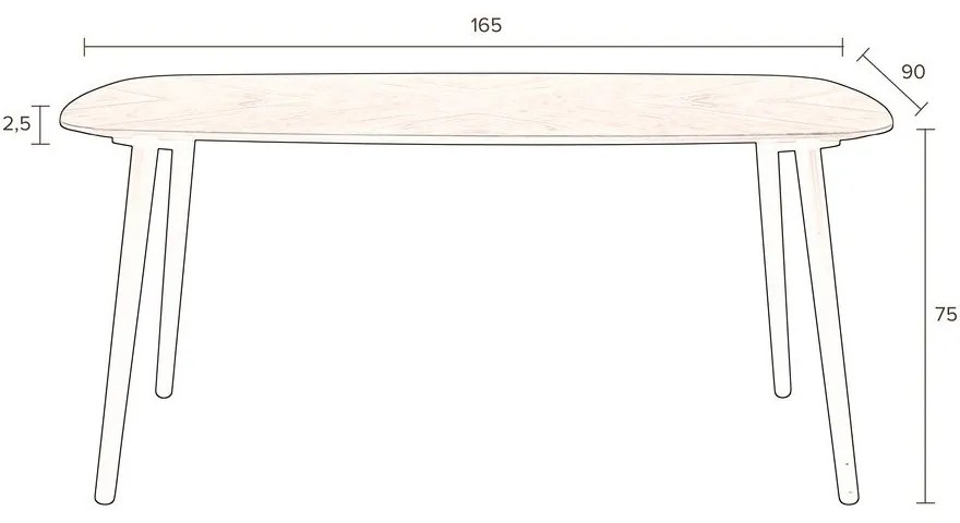 Трапезна маса с орехов плот 90x165 cm Clover - Dutchbone