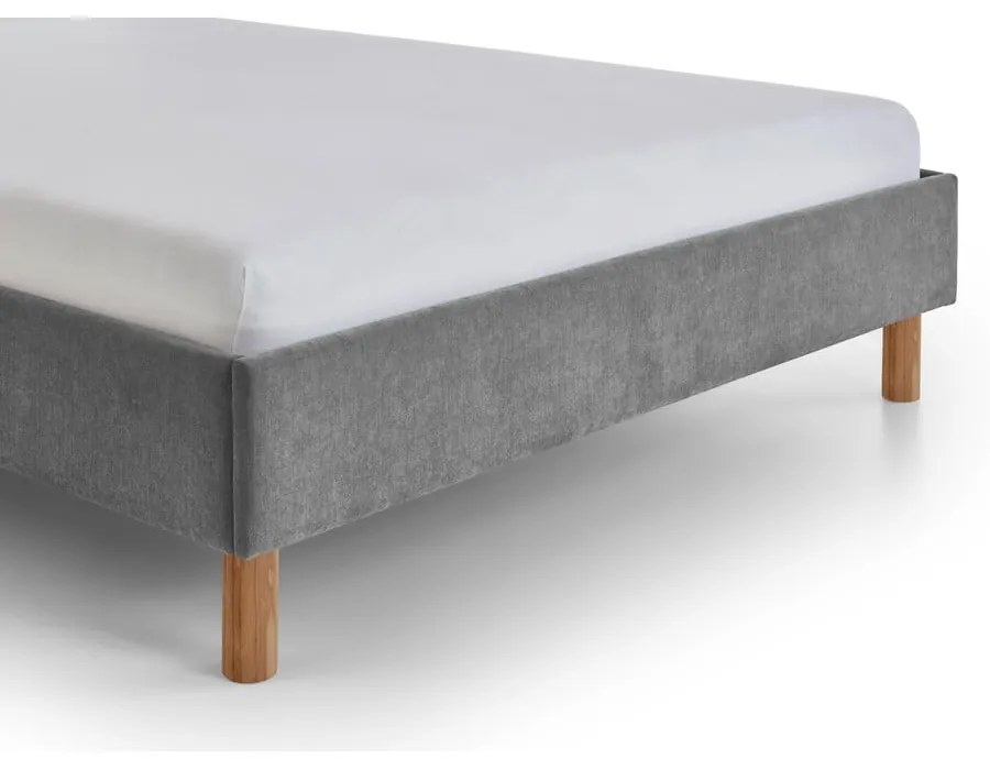 Сиво двойно легло 140x200 cm тапицирано без ламелно дъно Joker – Meise Möbel