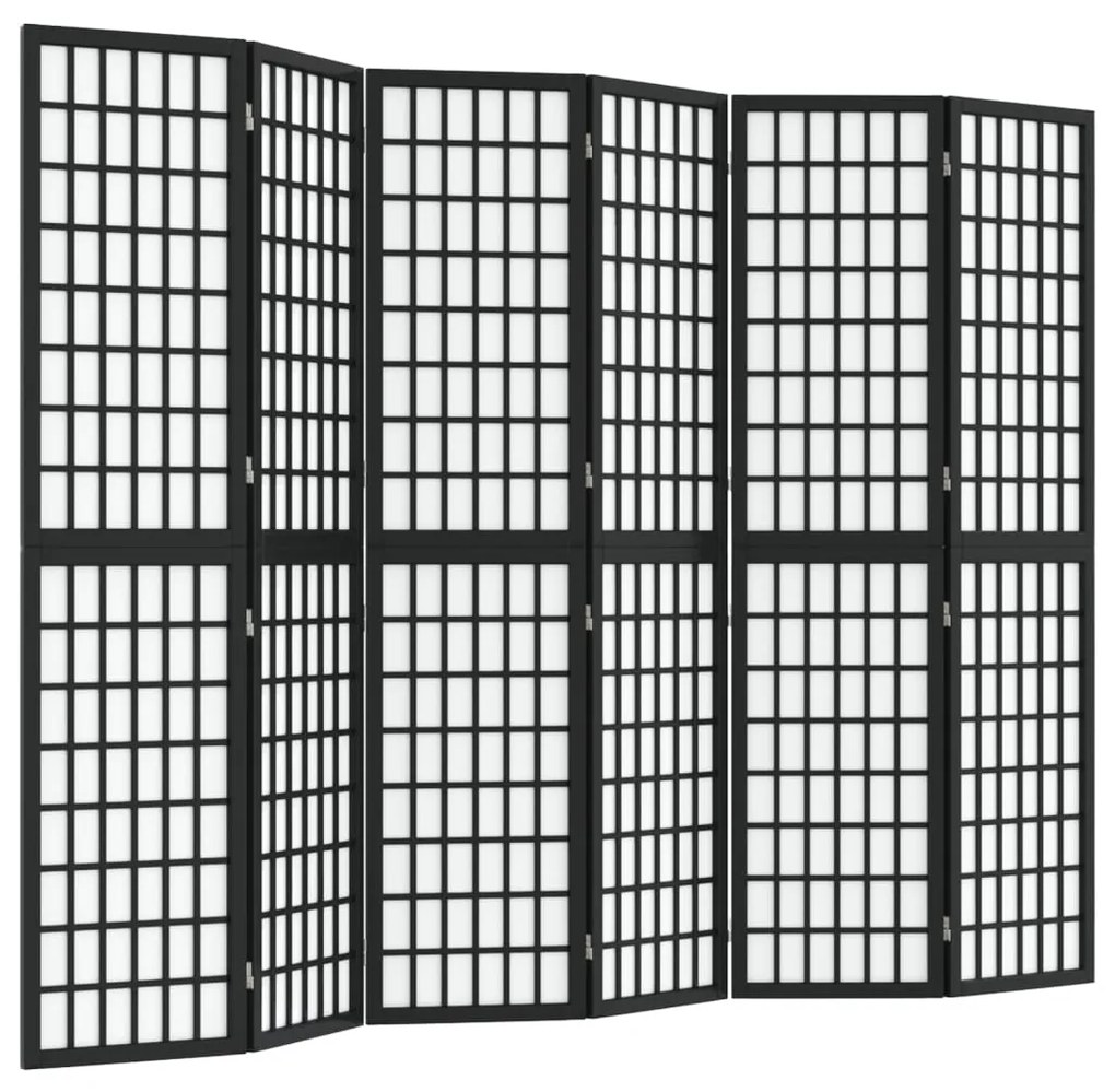 352082 vidaXL Параван за стая, 6 панела, японски стил, 240x170 cм, черен