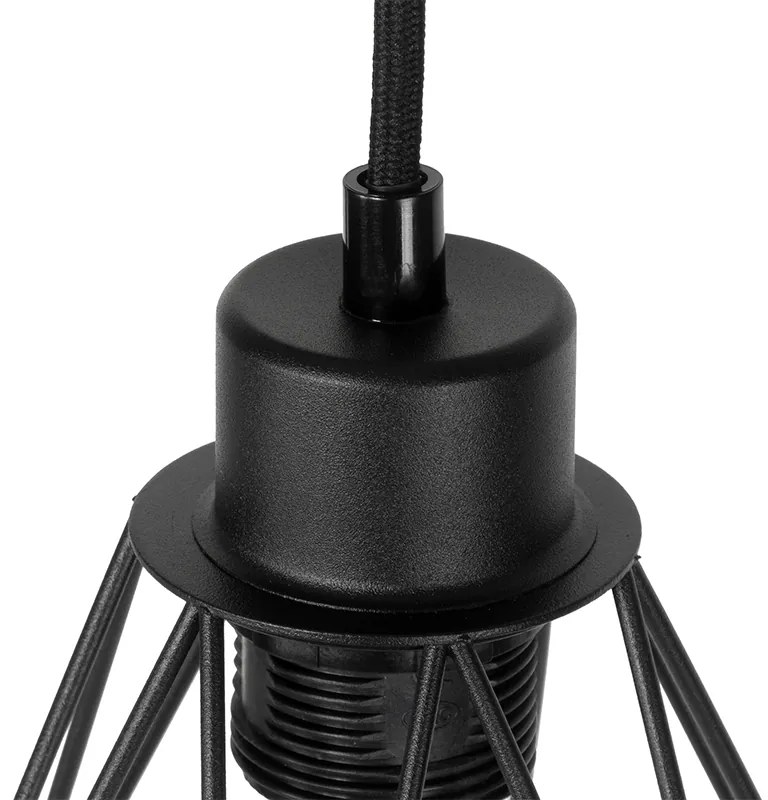 Рустикална подова лампа черна с дърво 2-светлина - Chon