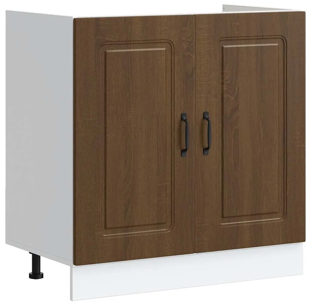 853454 vidaXL Шкаф за мивка, Kalmar, кафяв дъб, 80x46x81,5см, инженерно дърво