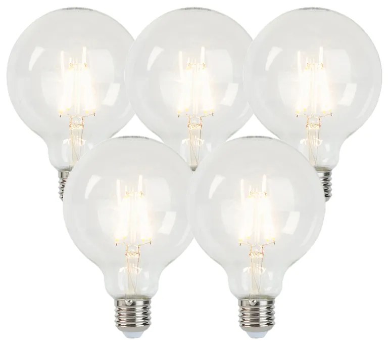 Комплект от 5 димируеми LED крушки E27 G95 5W 470lm 2700K