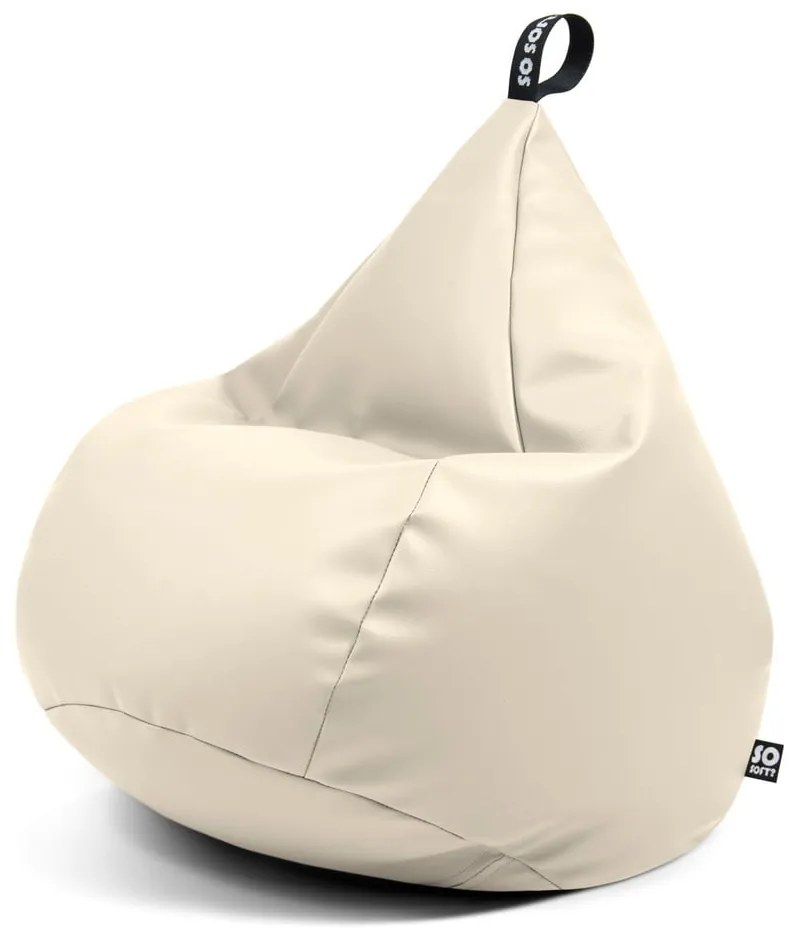 Бежов детски пуф от изкуствена кожа Drop M – So Soft?