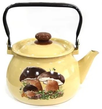 Horecano - Емайлиран чайник 2,5л "СМЕТАНА с ГЪБКИ" Н-(I2710/2)