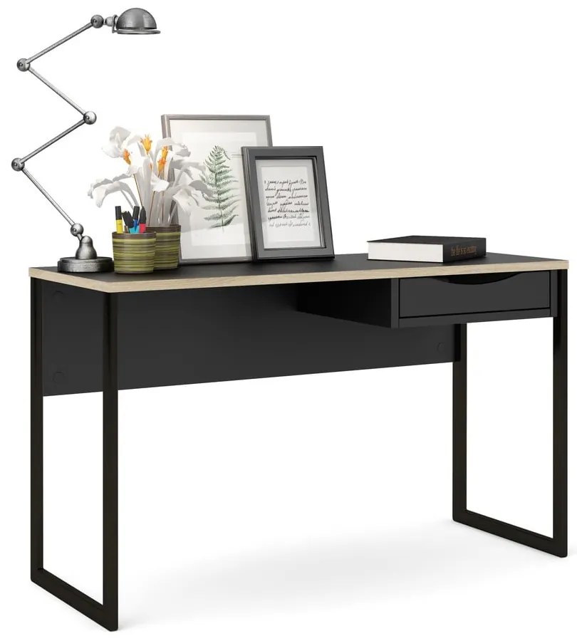 Черна работна маса , 130 x 48 cm Function Plus - Tvilum