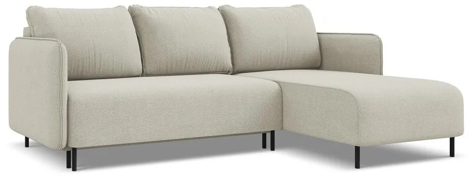 Бежов разтегателен ъглов диван с място за съхранение (десен ъгъл) Luana – Makamii