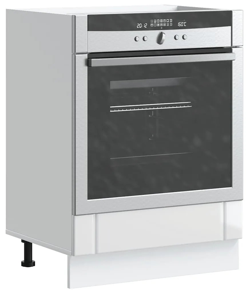 853759 vidaXL Шкаф за фурна, Lucca, бял гланц, инженерно дърво