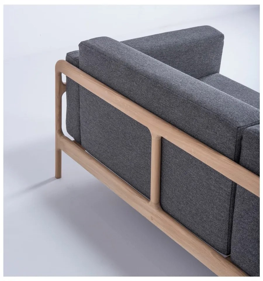 Тъмно сив диван със структура от дъбова дървесина , 240 см Fawn - Gazzda
