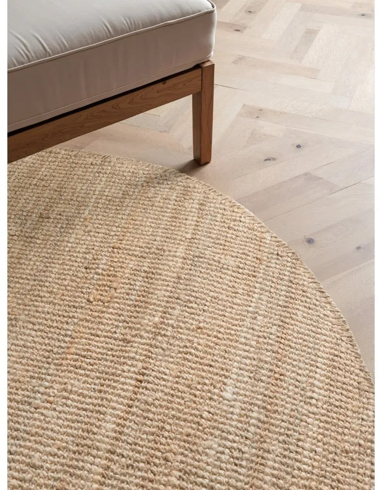 Кръгъл килим от юта в естествен цвят ø 160 cm Bouclé Jaipur – Hanse Home