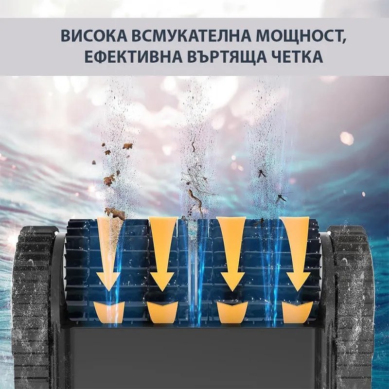 Безкабелен робот за почистване на басейни Wybot C1 Pro, 65W, SMART, За до 150 м2, 3 режима, Self-parking, Auto-reverse, IPX8, Сив