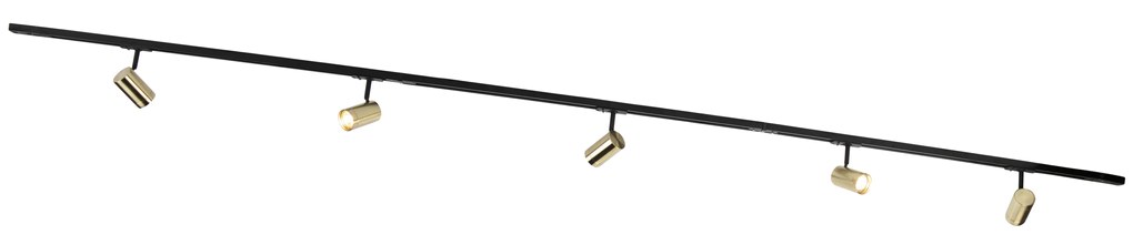 Релсова система с 5 прожектора 1-фазен черен със злато - Jeana