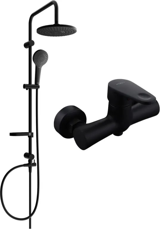 Mexen Erik повърхностен душов комплект с дъждовен душ и душ батерия Kama, черен - 72540205-70