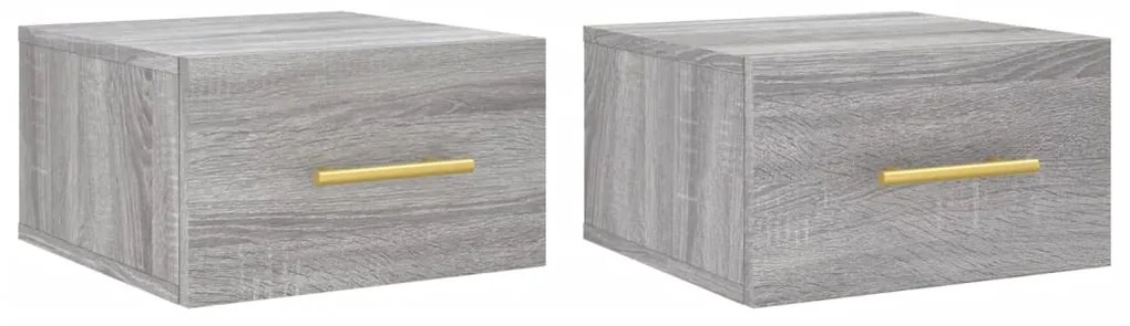 829801 vidaXL Нощни шкафчета за стенен монтаж, 2 бр, сив сонома, 35x35x20 см