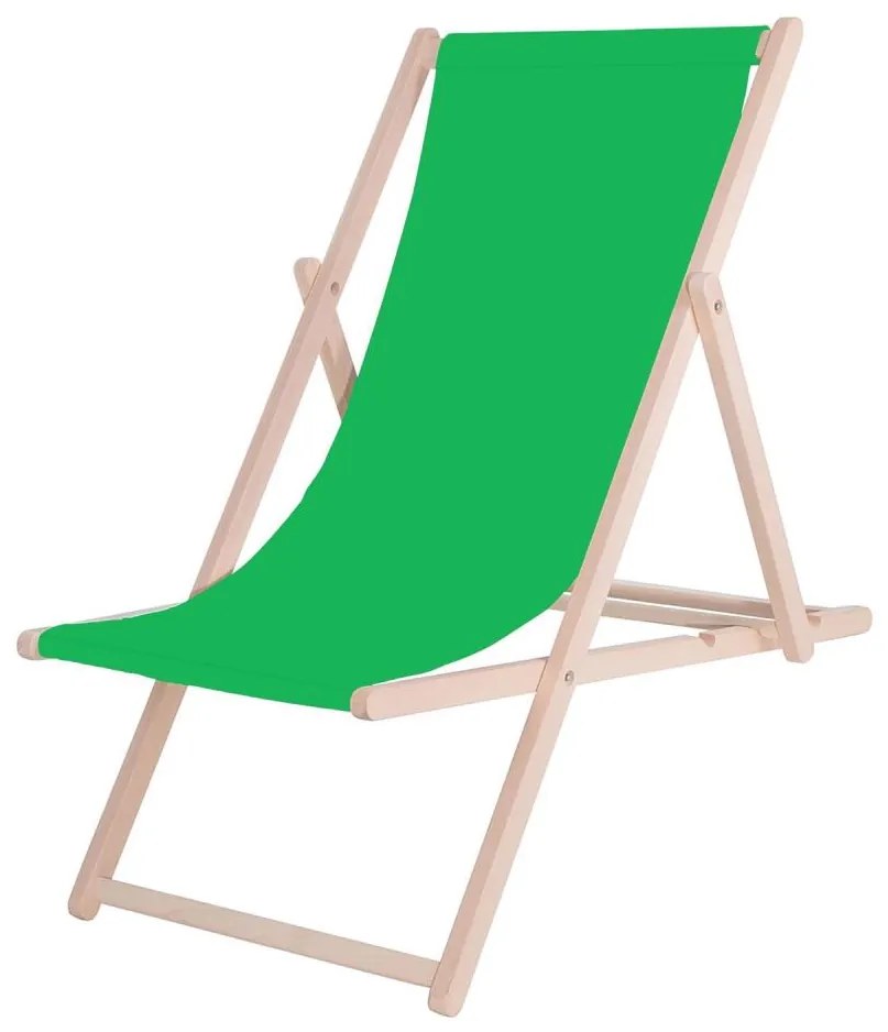 Градински шезлонг зелен/бук