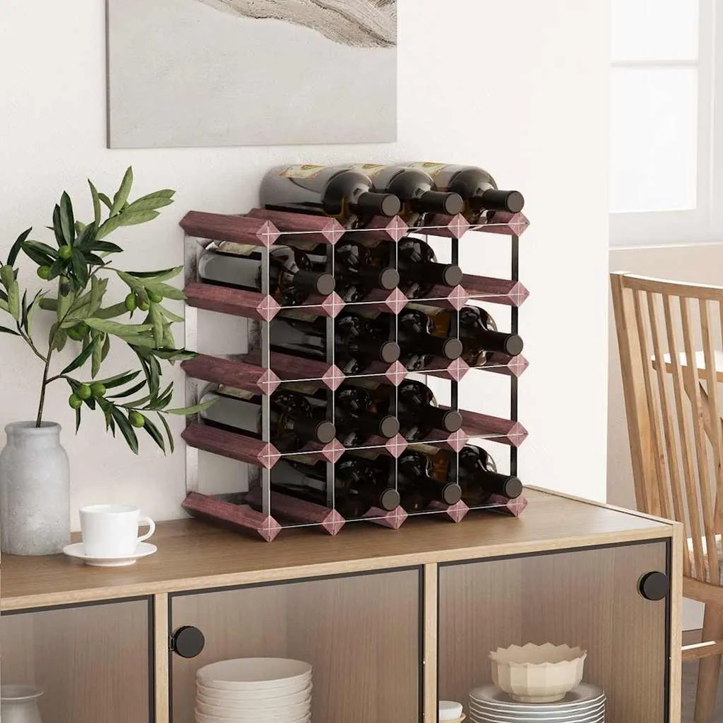 340892 vidaXL Стойка за вино за 20 бутилки, кафява, бор масив