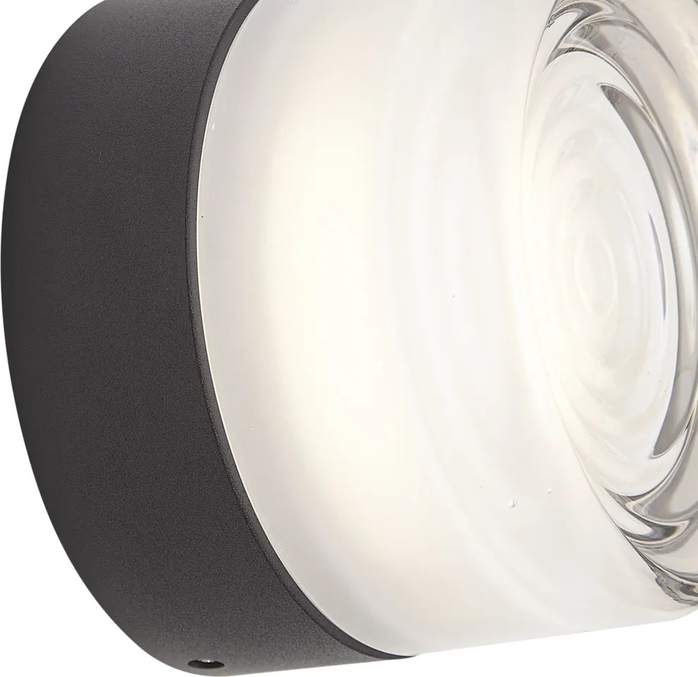 Дизайнерска стенна лампа черна с опалово стъкло IP44 - Michele