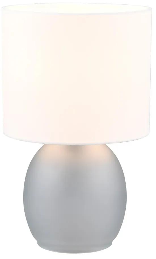 Настолна лампа в бяло и сребристо с текстилен абажур (височина 29 см) Vela - Trio