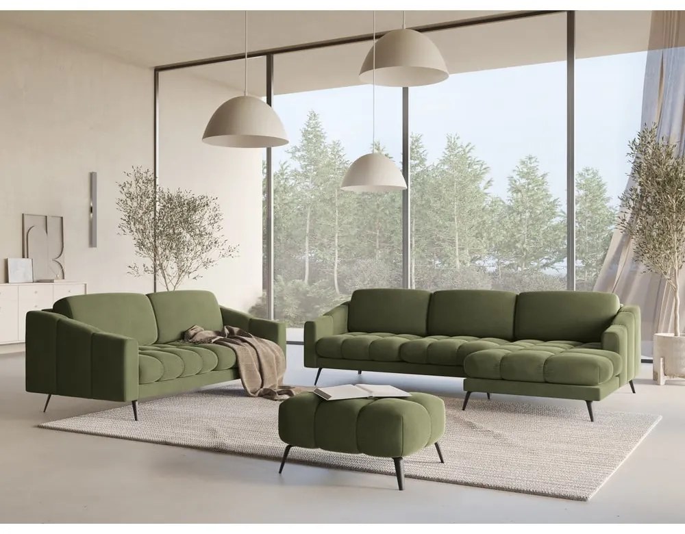 Зелен кадифен диван 202 cm Nalu – Makamii