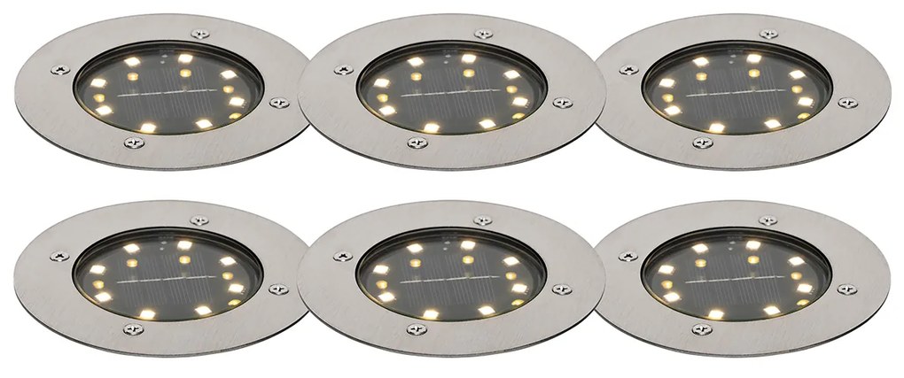 Комплект от 6 подови спотове стоманени с LED IP65 соларни - Тери