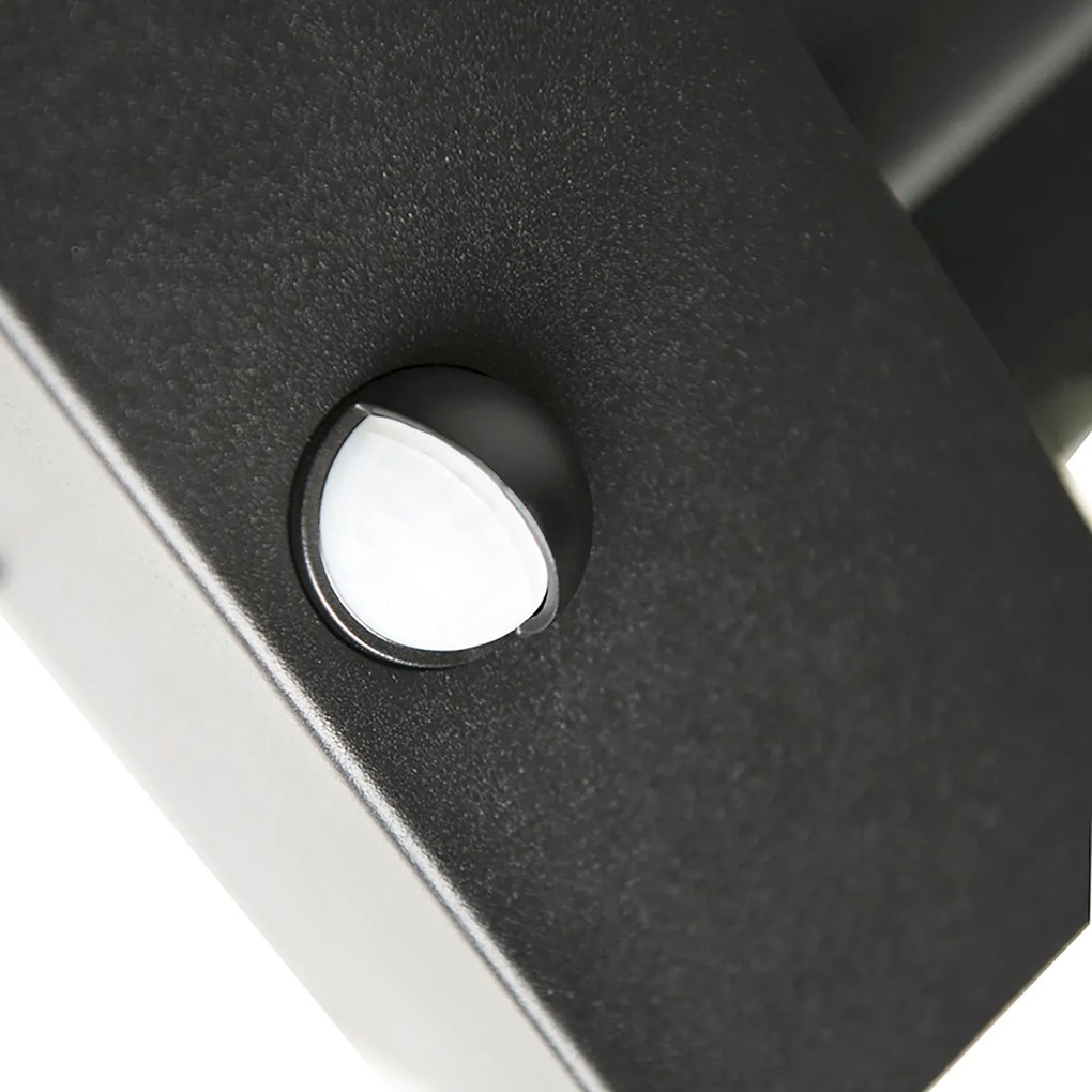 Комплект от 2 външни стенни лампи черни с детектор за движение - Rotterdam