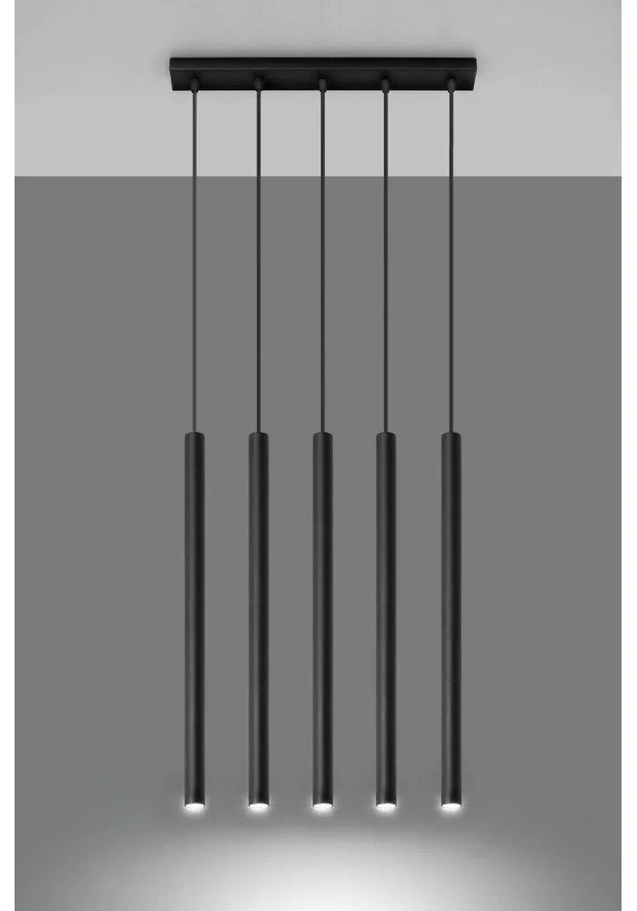 Черна висяща лампа , дължина 45 cm Fideus - Sollux