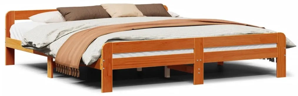 855462 vidaXL Рамка за легло без матрак, восъчнокафяв, 200x200 см, бор масив