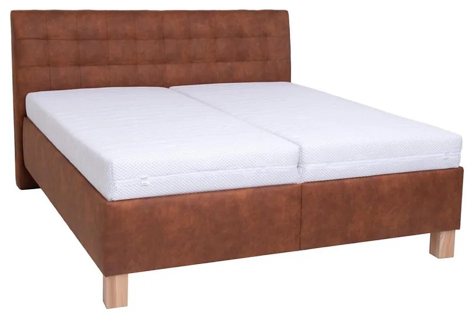 Тапицирано легло с място за съхранение без матрак VIOLET 160x200 см коняк кафяв