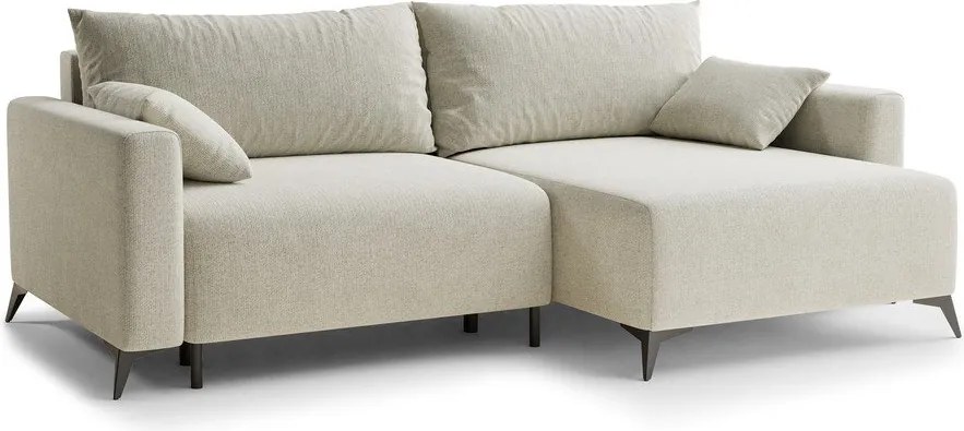 Кремав шенилов сгъваем/с място за съхранение ъглов диван (десен ъгъл) Leon – Maison de Rêve