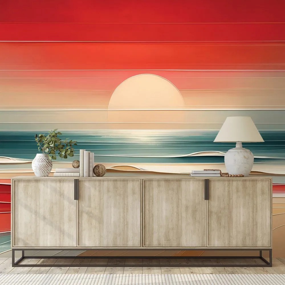 Самозалепващ тапет – Абстрактен залез над океана