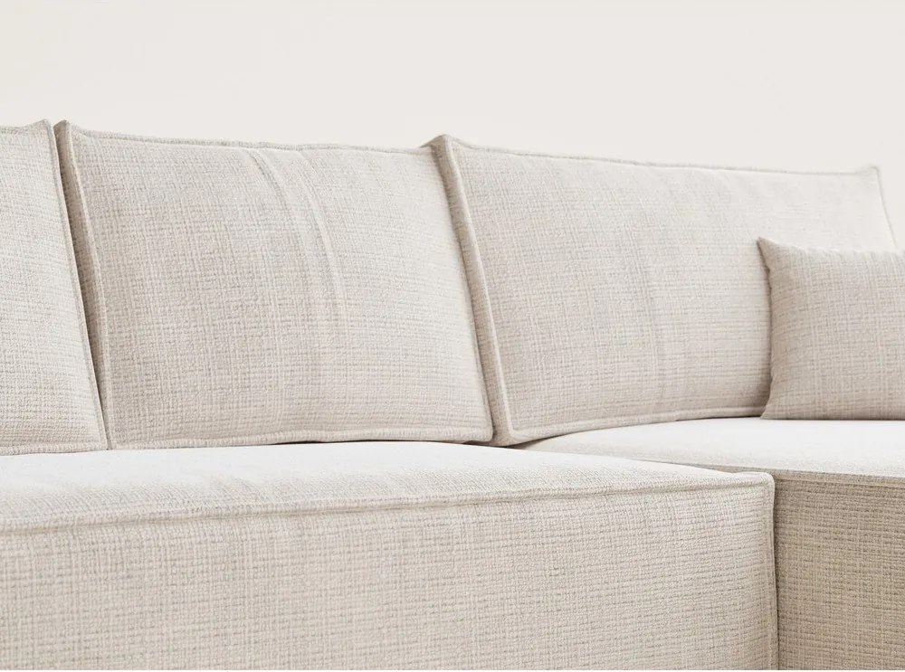 Кремав шенилов сгъваем/с място за съхранение ъглов диван (десен ъгъл) Maze – Maison de Rêve