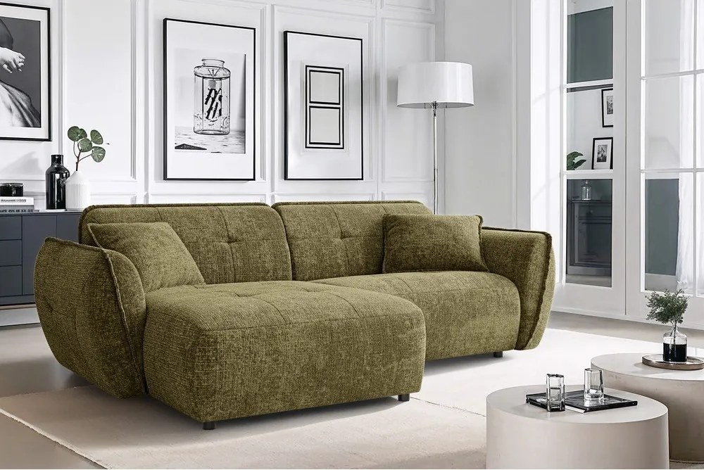 Зелен шенилов ъглов диван (ляв ъгъл) Nelia – Ropez