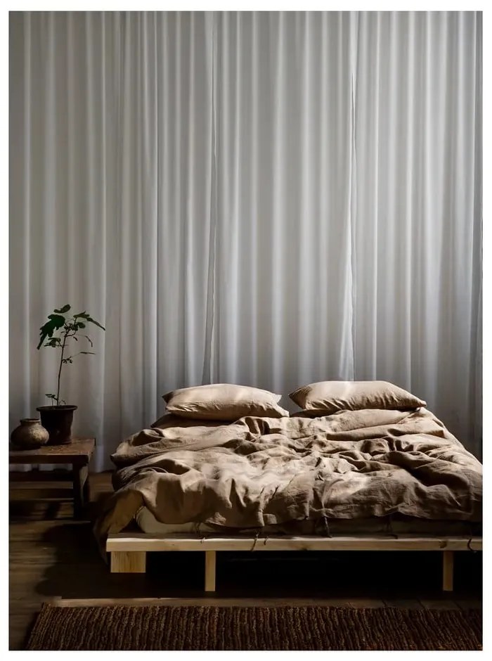 Двойно легло от масивен бор с включена подматрачна рамка в естествен цвят 180x200 cm Japan – Karup Design