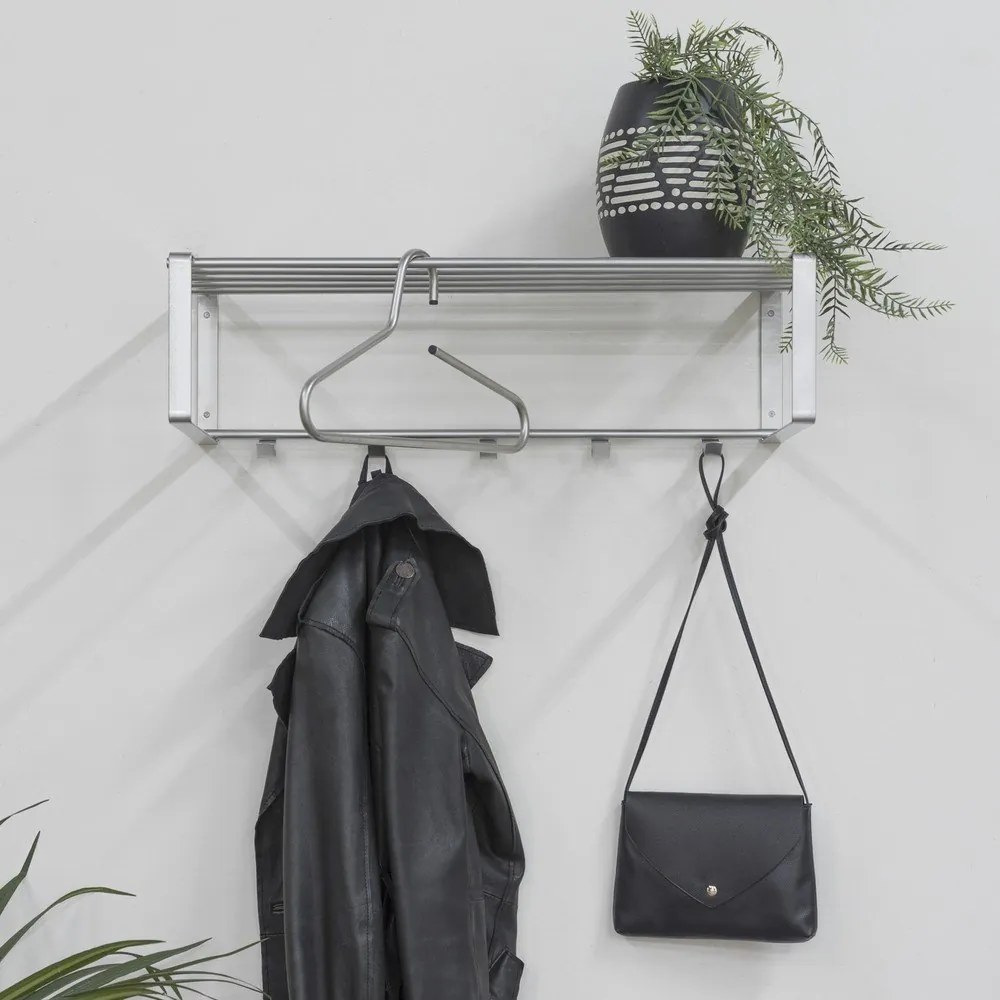 Метална стенна закачалка в сребрист цвят с рафт 70 cm Rex – Spinder Design