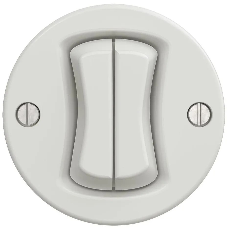 Kliklap - Ретро двоен стълбищен ключ без рамка №6+6 бял