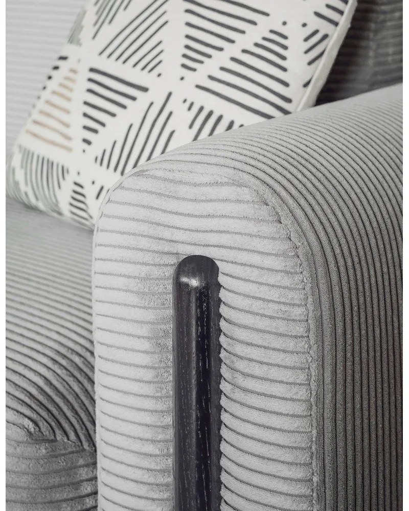 Светлосив разтегателен диван с място за съхранение от рипсено кадифе 244 cm Arcadova – ELTAP