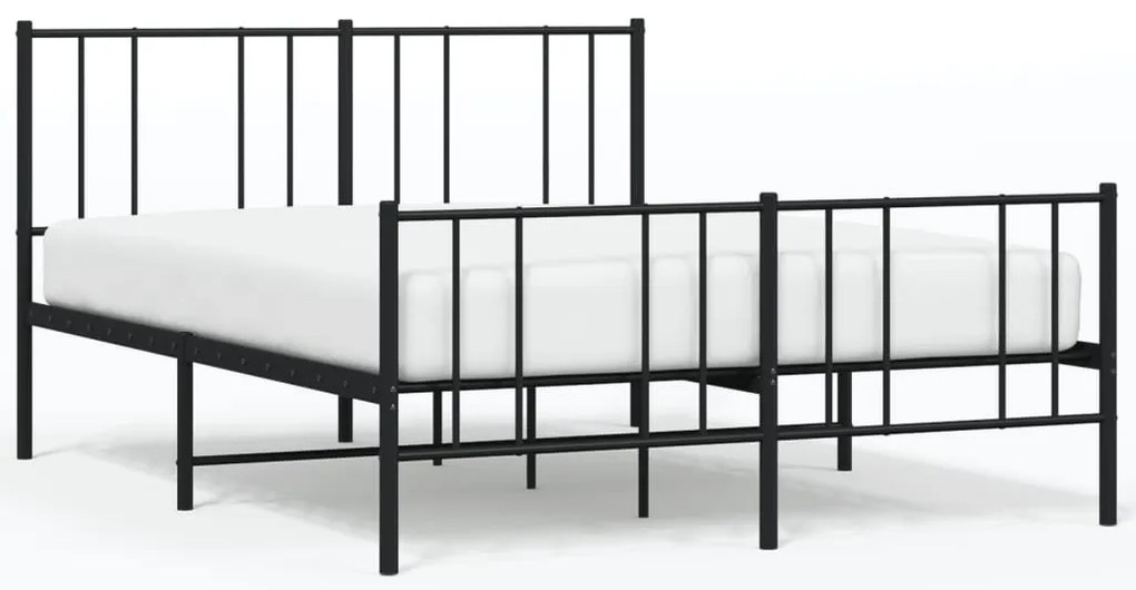352498 vidaXL Метална рамка за легло с горна и долна табла, черна, 140x190 см