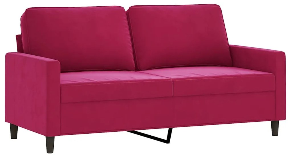 359203 vidaXL 2-местен диван, виненочервен, 140 см, кадифе