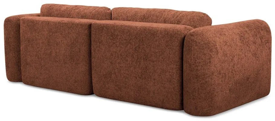 Теракотен шенилов разтегателен ъглов диван с място за съхранение (ляв ъгъл) Mele – Makamii