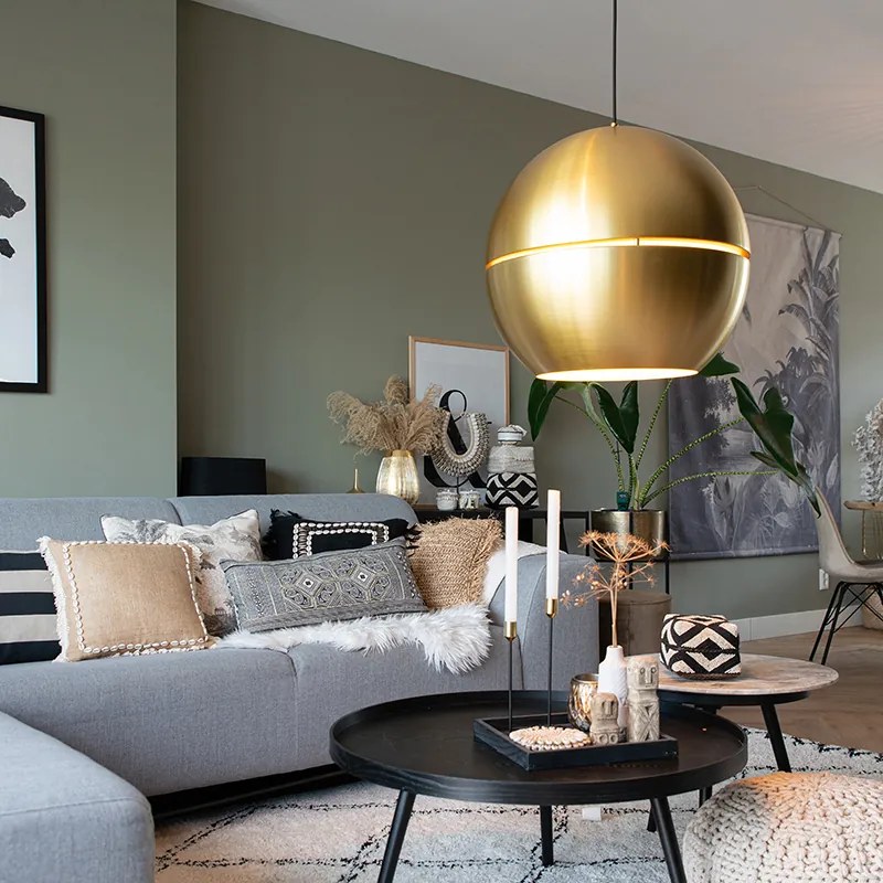 Арт Деко висяща лампа златна сфера 50 см - Slice