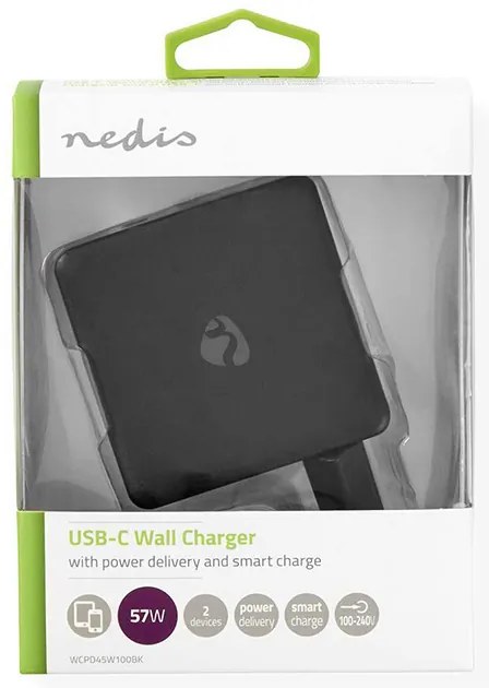 Универсално зарядно устройство Nedis с 2 изхода USB-A & USB-C, 3.0A