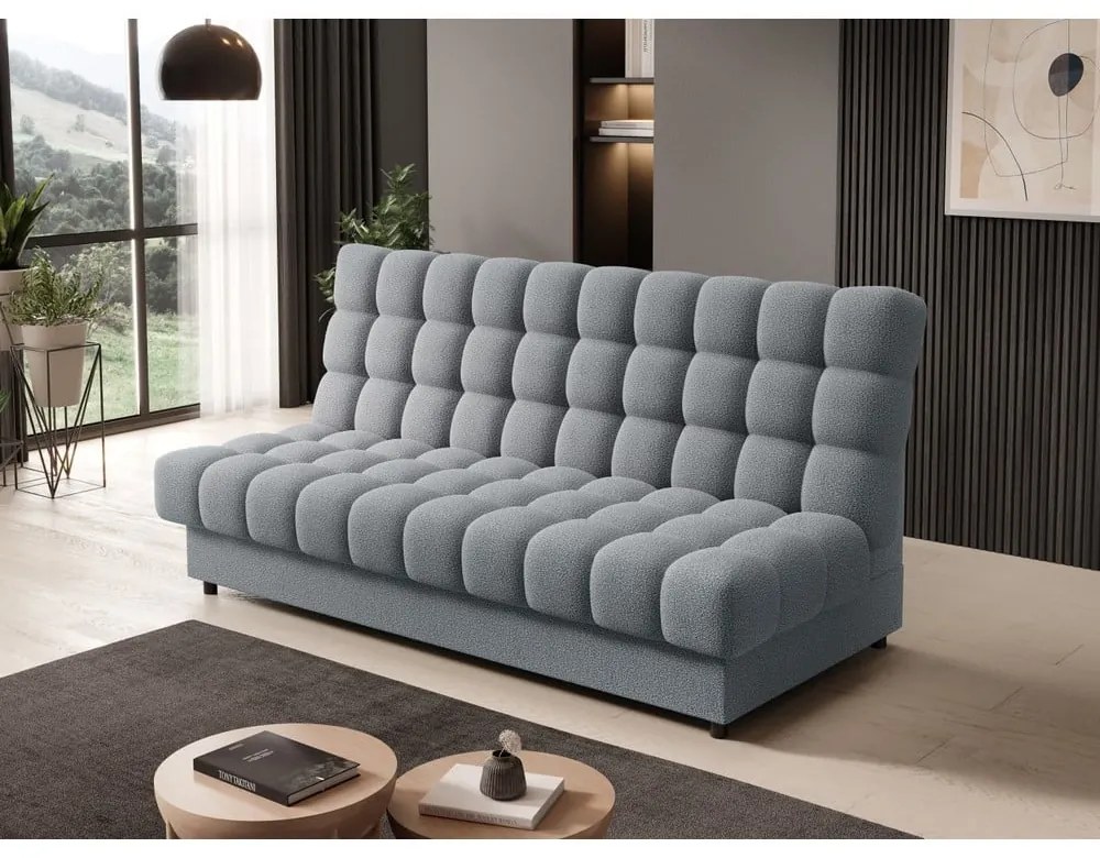 Сив разтегателен диван с място за съхранение от букле 197 cm Clareta – ELTAP