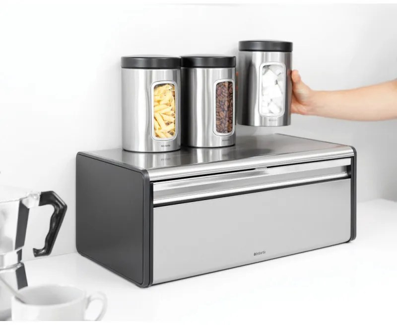Кутия за хляб Brabantia Fall Front 646848, 18 л, 46.5х25 см, Стенен монтаж, Инокс