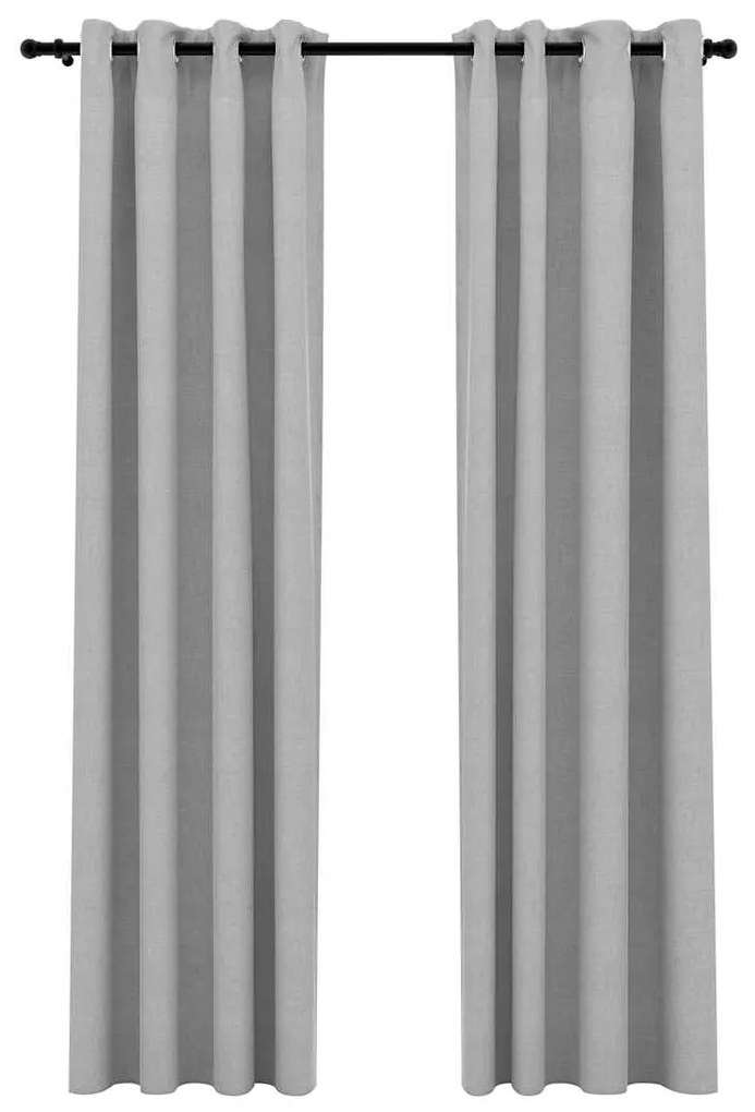 321169 vidaXL Затъмняващи завеси имитация лен с отвори 2 бр сиви 140x225 см