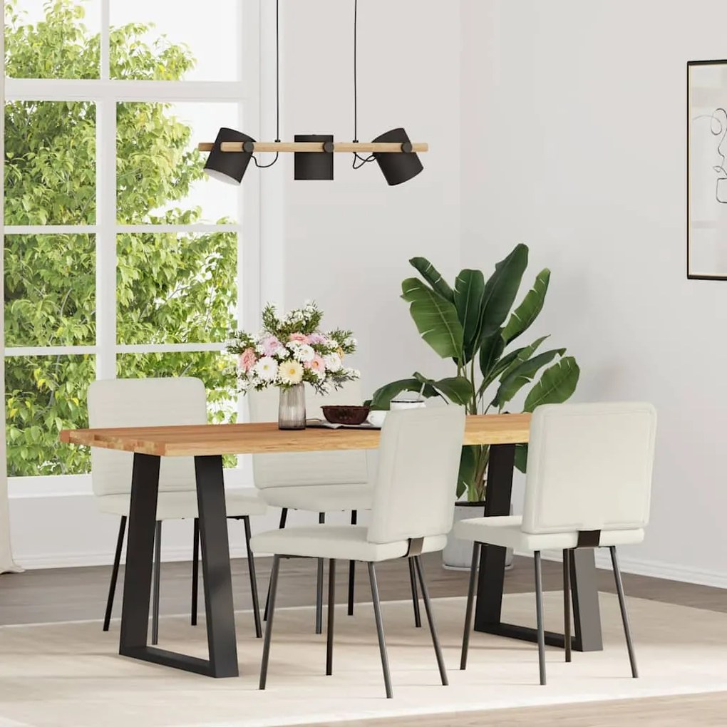 3315242 vidaXL Трапезни столове, 4 бр, кремави, кадифе