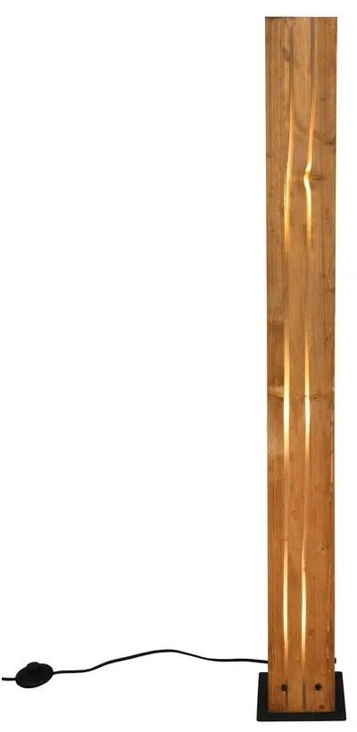Черна и естествена подова лампа с дървен абажур (височина 121 cm) Karuni – Trio