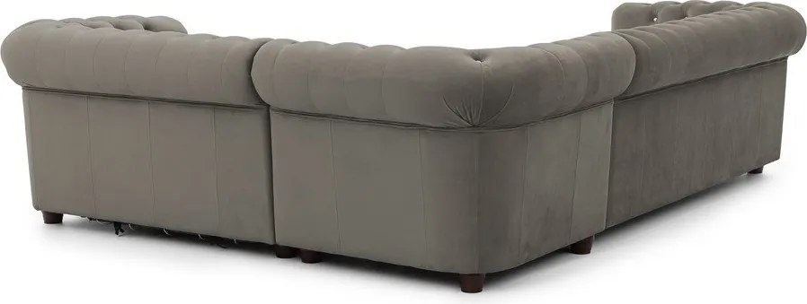 Сив кадифен разтегателен ъглов диван (десен ъгъл L форма) York Blik – Ropez