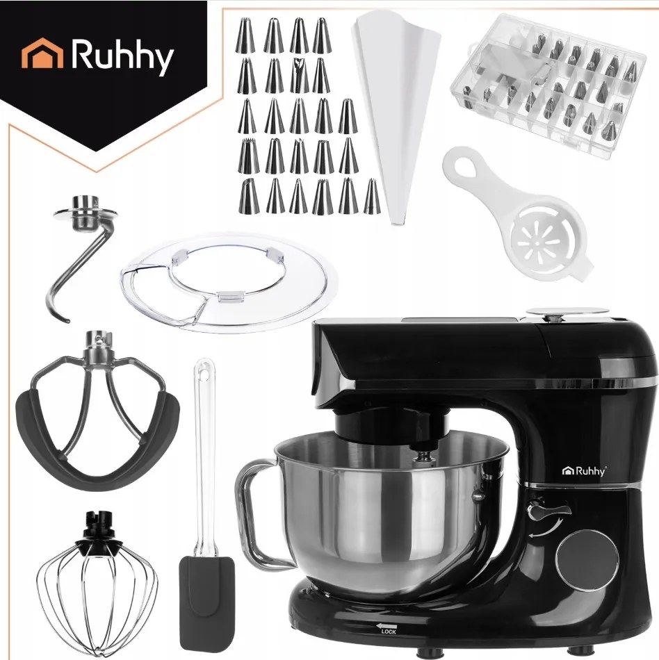 Планетарен кухненски робот Ruhhy 2000W с отопляема купа 5.5l, кантар, таймер